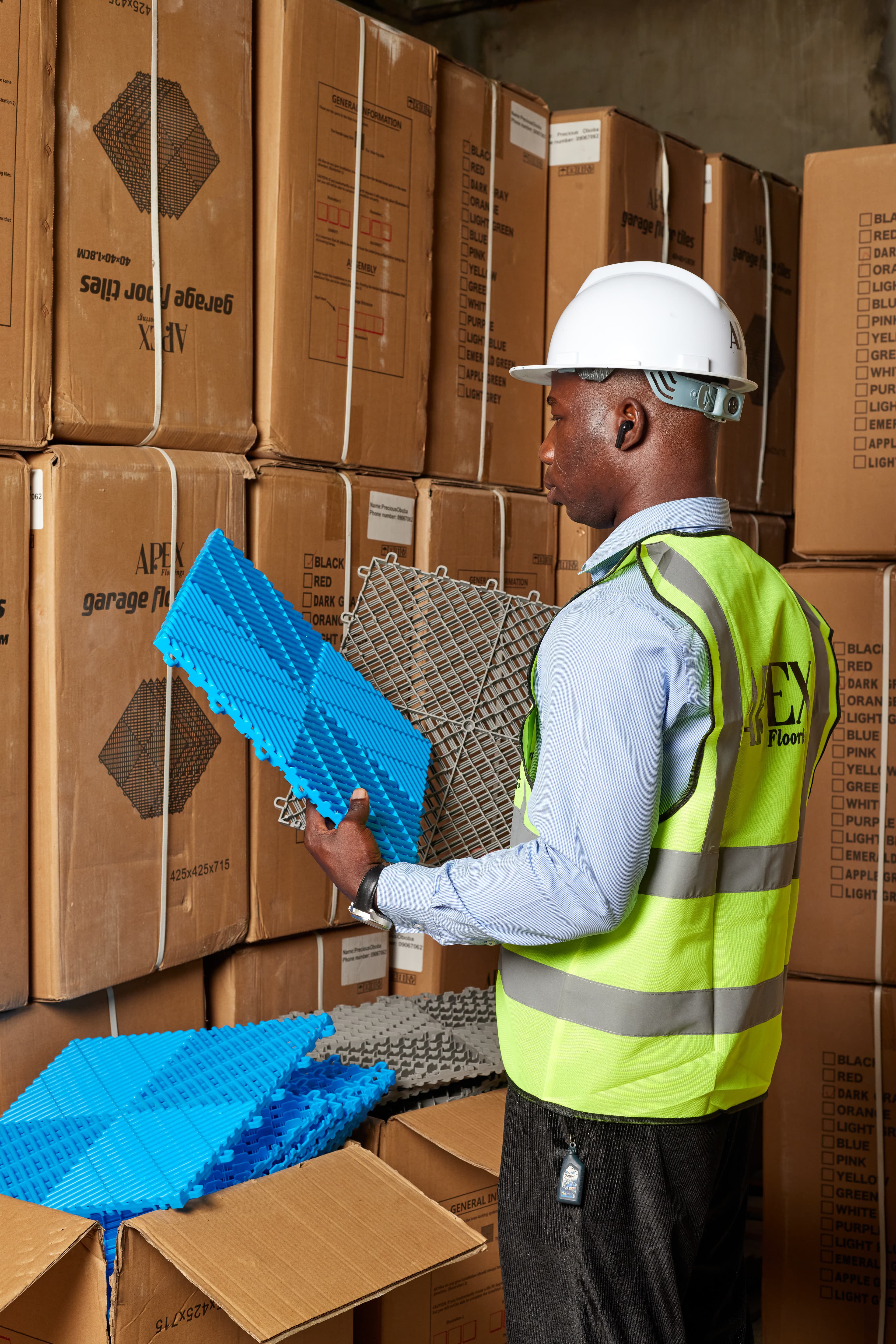 Apex team member with stock in warehouse